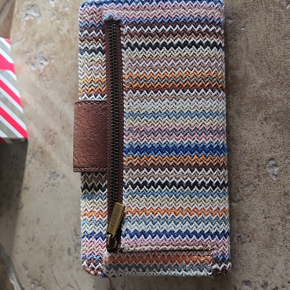 Fossil multicolored cloth slim fold wallet - Picture 4 of 16